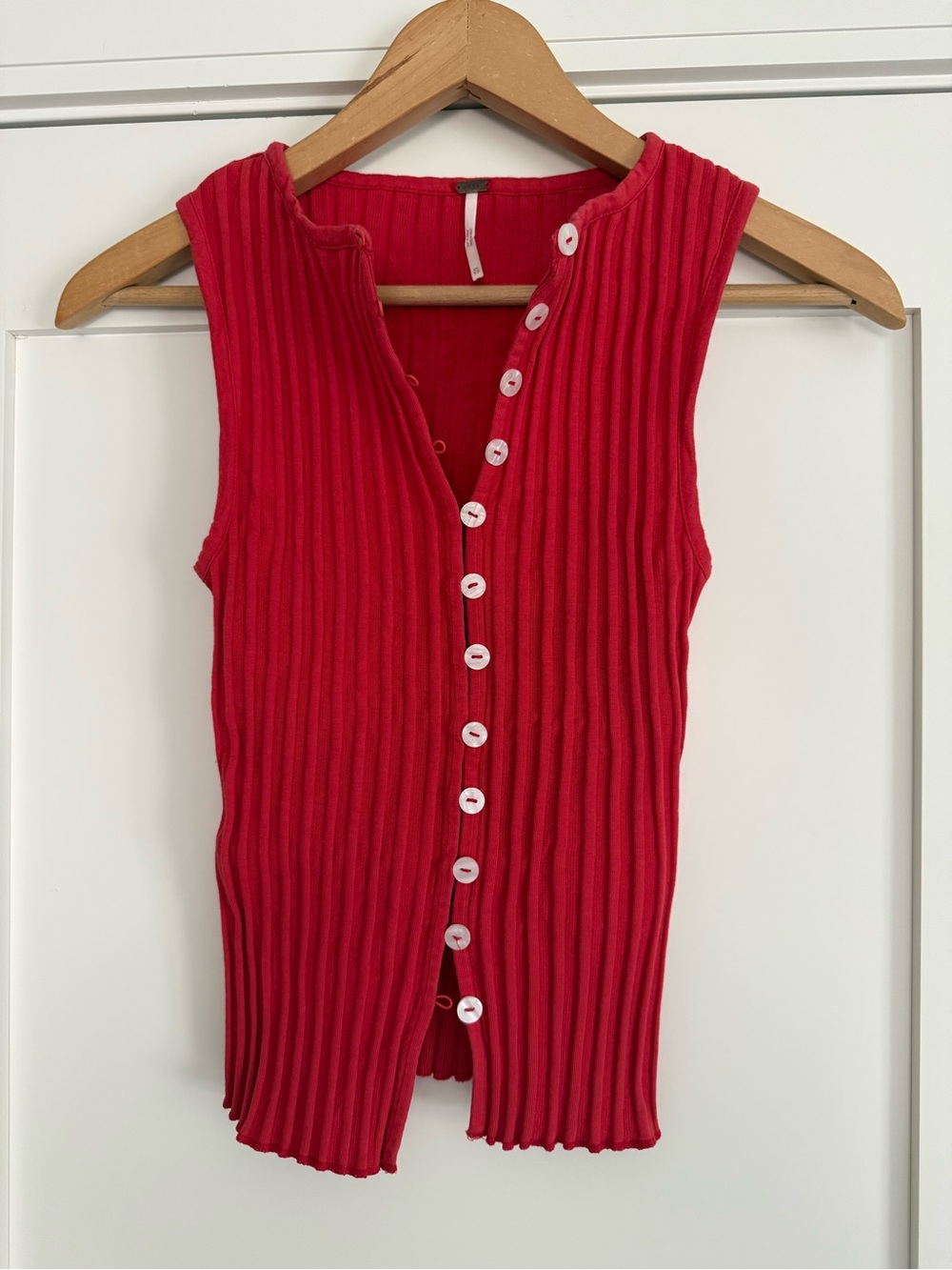 Free People Tilly Vest Ribbed Button-Front Women’s Size XS Red Tomato Purée